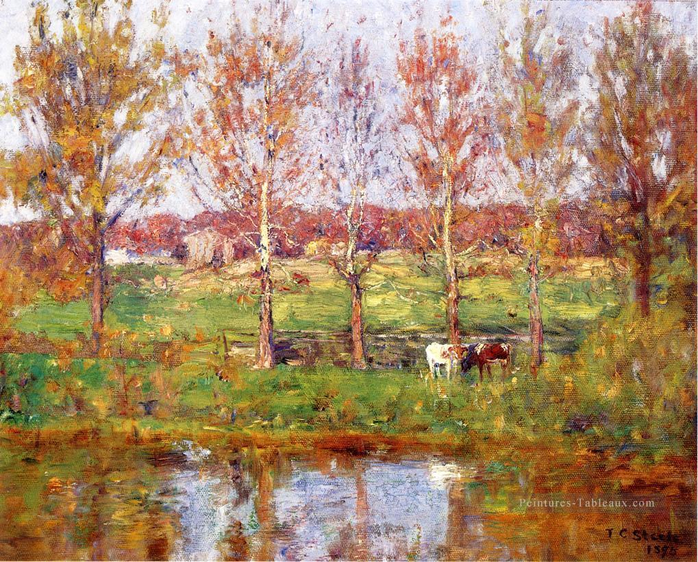 Vaches du ruisseau Impressionniste Indiana paysages Théodore Clement Steele Peintures à l'huile